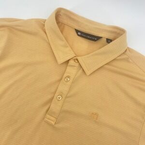 TravisMathew Polo Shirt Mens XL Yellow Striped Short Sleeve Golf Performance